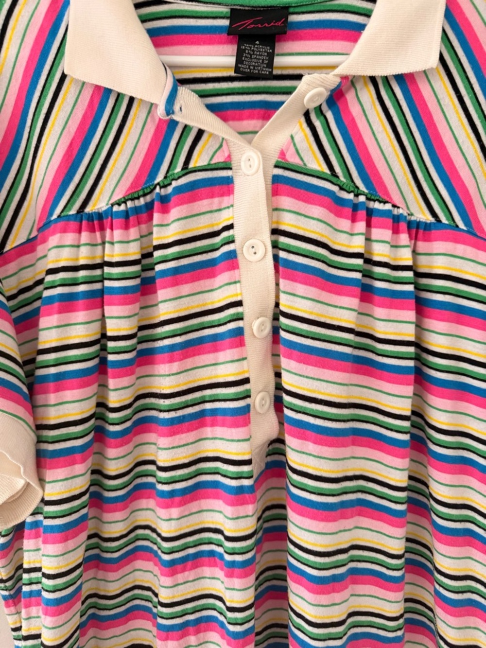 Torrid Retro Striped Babydoll Blouse Collared Top size 4 (4X) - Picture 2 of 8